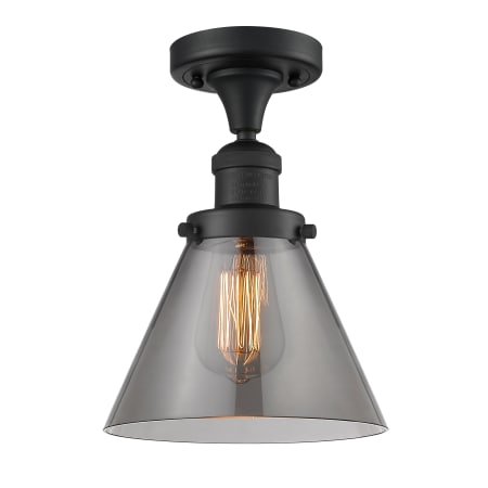 A large image of the Innovations Lighting 517-1CH Large Cone Matte Black / Smoked