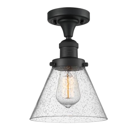 A large image of the Innovations Lighting 517-1CH Large Cone Matte Black / Seedy