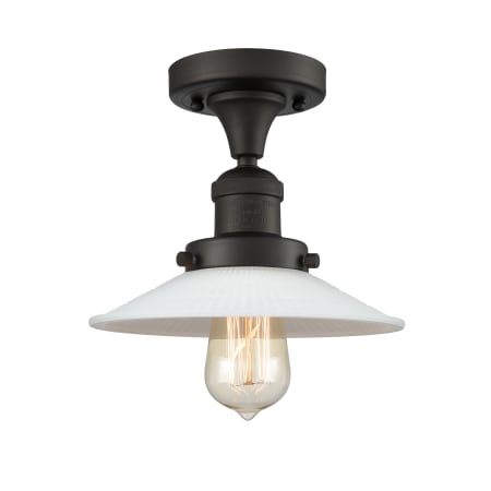 A large image of the Innovations Lighting 517-1CH Halophane Oil Rubbed Bronze / Matte White
