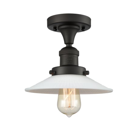 A large image of the Innovations Lighting 517-1CH Halophane Oil Rubbed Bronze / Matte White