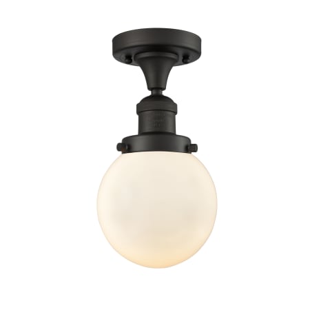 A large image of the Innovations Lighting 517-1CH-6 Beacon Oil Rubbed Bronze / Matte White Cased