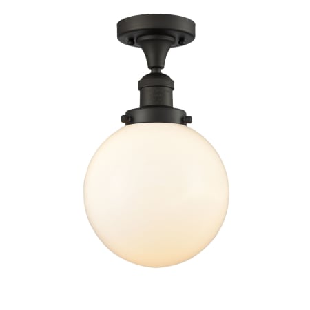 A large image of the Innovations Lighting 517-1CH-8 Beacon Oil Rubbed Bronze / Matte White Cased