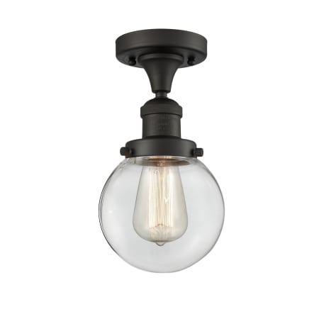 A large image of the Innovations Lighting 517-1CH-6 Beacon Oil Rubbed Bronze / Clear