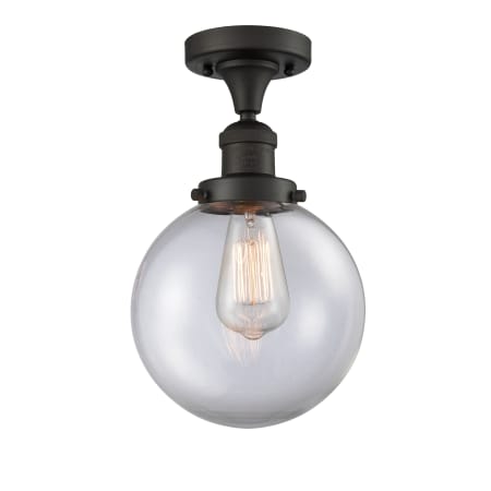 A large image of the Innovations Lighting 517-1CH-8 Beacon Oil Rubbed Bronze / Clear