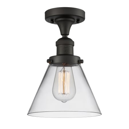 A large image of the Innovations Lighting 517-1CH Large Cone Oiled Rubbed Bronze / Clear