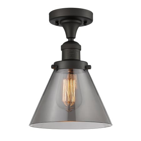 A large image of the Innovations Lighting 517-1CH Large Cone Oiled Rubbed Bronze / Smoked