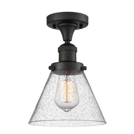 A large image of the Innovations Lighting 517-1CH Large Cone Oiled Rubbed Bronze / Seedy