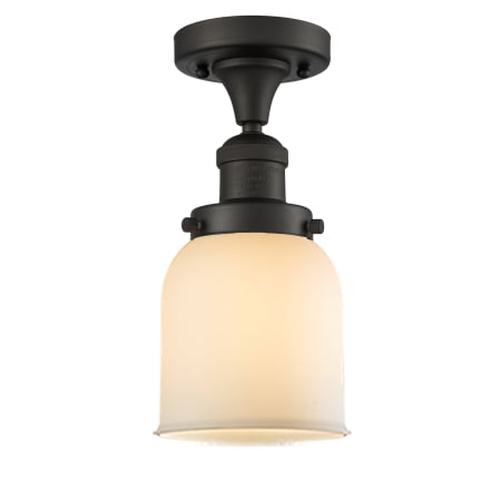 A large image of the Innovations Lighting 517-1CH Small Bell Oiled Rubbed Bronze / Matte White Cased