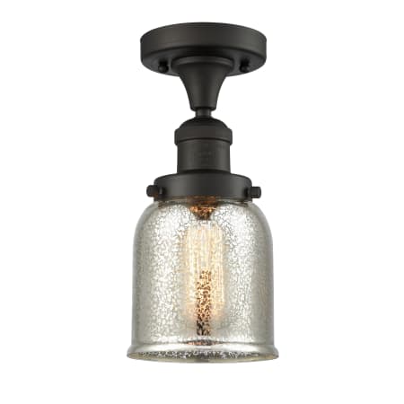 A large image of the Innovations Lighting 517-1CH Small Bell Oil Rubbed Bronze / Silver Mercury