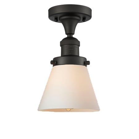 A large image of the Innovations Lighting 517-1CH Small Cone Oiled Rubbed Bronze / Matte White Cased