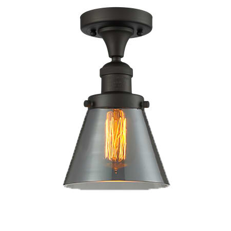 A large image of the Innovations Lighting 517-1CH Small Cone Oiled Rubbed Bronze / Smoked