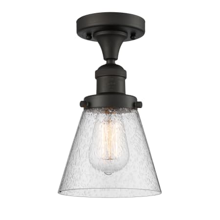 A large image of the Innovations Lighting 517-1CH Small Cone Oiled Rubbed Bronze / Seedy