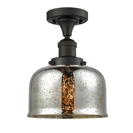 A large image of the Innovations Lighting 517-1CH Large Bell Oil Rubbed Bronze / Silver Mercury