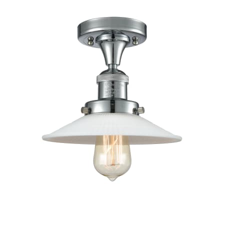 A large image of the Innovations Lighting 517-1CH Halophane Polished Chrome / Matte White