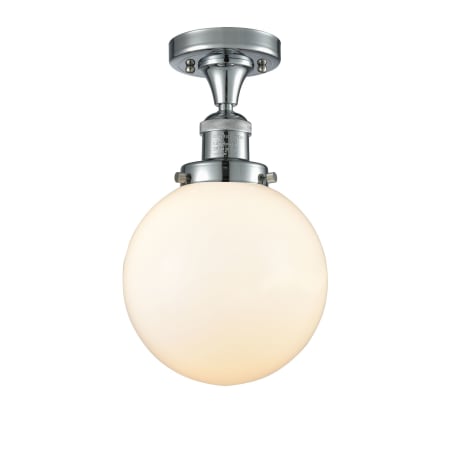 A large image of the Innovations Lighting 517-1CH-8 Beacon Polished Chrome / Matte White Cased