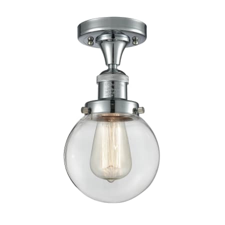 A large image of the Innovations Lighting 517-1CH-6 Beacon Polished Chrome / Clear