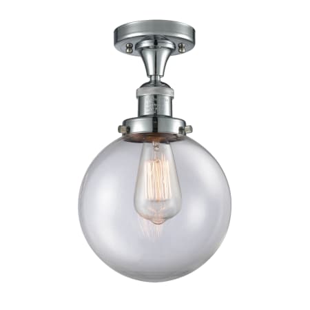 A large image of the Innovations Lighting 517-1CH-8 Beacon Polished Chrome / Clear