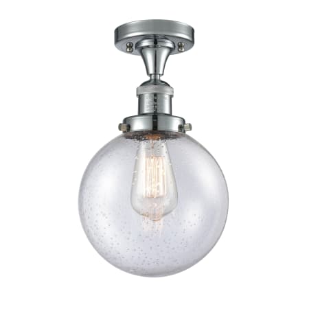 A large image of the Innovations Lighting 517-1CH-8 Beacon Polished Chrome / Seedy