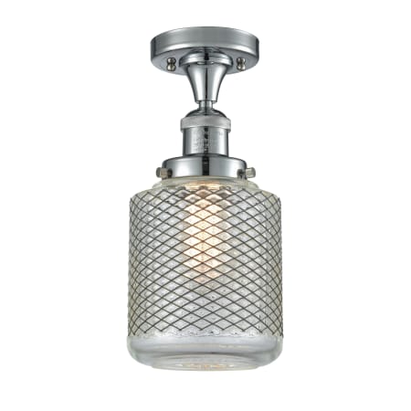 A large image of the Innovations Lighting 517-1CH Stanton Polished Chrome / Clear Wire Mesh