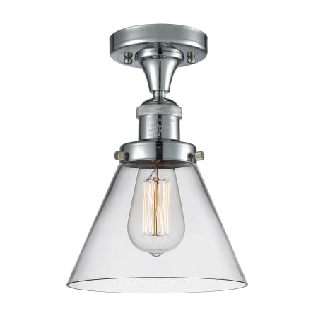 A large image of the Innovations Lighting 517-1CH Large Cone Polished Chrome / Clear