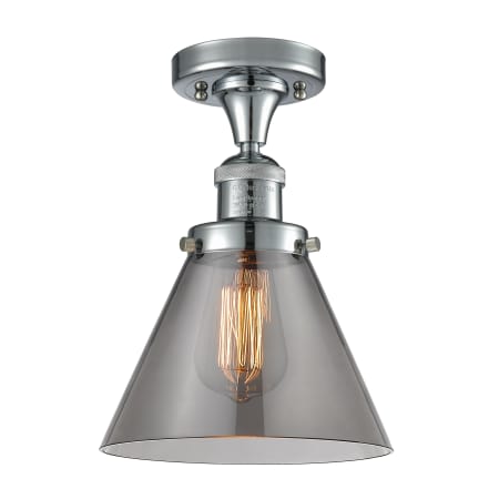 A large image of the Innovations Lighting 517-1CH Large Cone Polished Chrome / Smoked