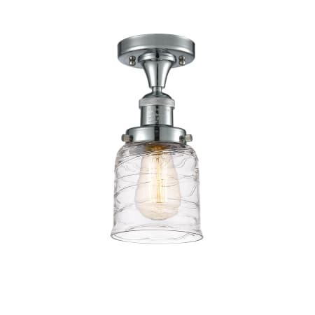 A large image of the Innovations Lighting 517-1CH-9-5 Bell Semi-Flush Polished Chrome / Deco Swirl