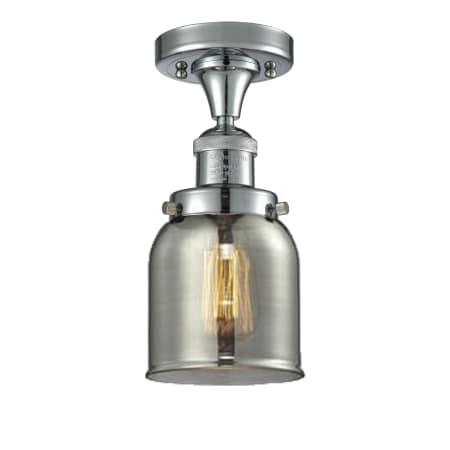 A large image of the Innovations Lighting 517-1CH Small Bell Polished Chrome / Smoked