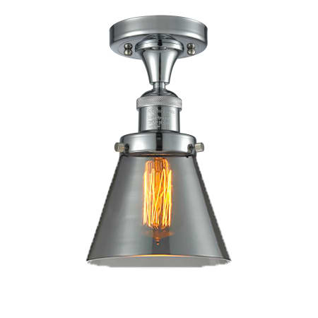 A large image of the Innovations Lighting 517-1CH Small Cone Polished Chrome / Smoked