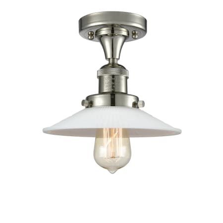 A large image of the Innovations Lighting 517-1CH Halophane Polished Nickel / Matte White