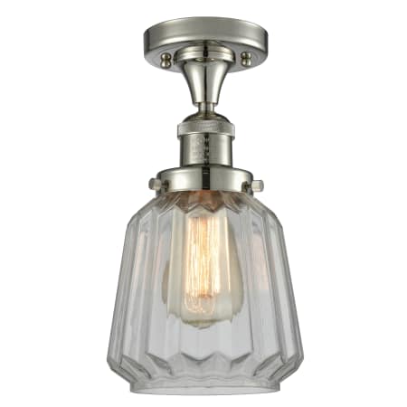 A large image of the Innovations Lighting 517-1CH Chatham Polished Nickel / Clear Fluted