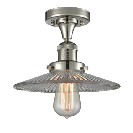 A large image of the Innovations Lighting 517-1CH Halophane Polished Nickel / Halophane