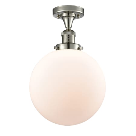 A large image of the Innovations Lighting 517 X-Large Beacon Polished Nickel / Matte White