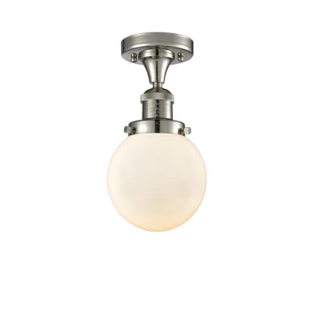 A large image of the Innovations Lighting 517-1CH-6 Beacon Polished Nickel / Matte White Cased