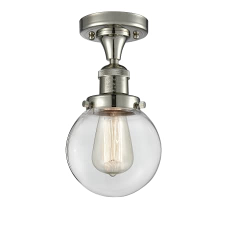 A large image of the Innovations Lighting 517-1CH-6 Beacon Polished Nickel / Clear