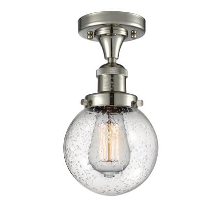 A large image of the Innovations Lighting 517-1CH-6 Beacon Polished Nickel / Seedy