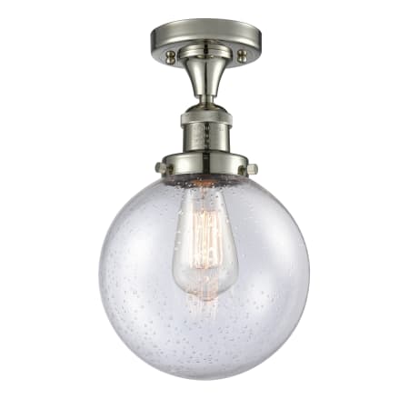A large image of the Innovations Lighting 517-1CH-8 Beacon Polished Nickel / Seedy
