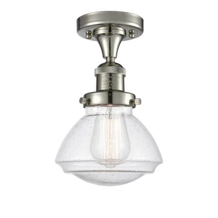 A large image of the Innovations Lighting 517-1CH Olean Polished Nickel / Seedy