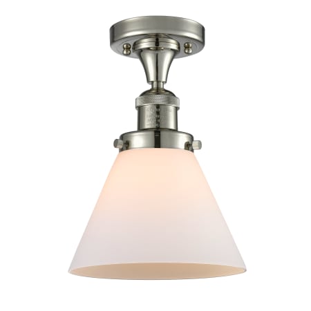 A large image of the Innovations Lighting 517-1CH Large Cone Polished Nickel / Matte White Cased