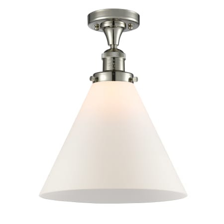 A large image of the Innovations Lighting 517 X-Large Cone Polished Nickel / Matte White