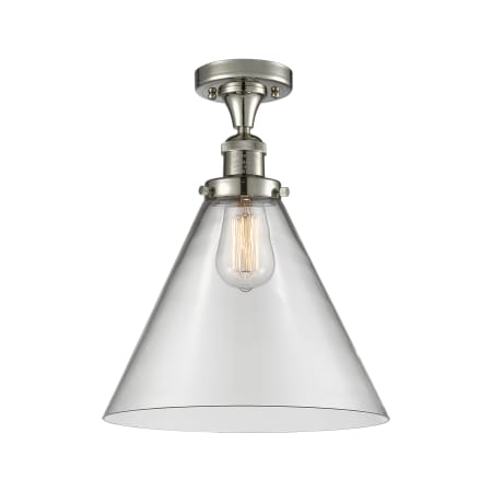 A large image of the Innovations Lighting 517 X-Large Cone Polished Nickel / Clear