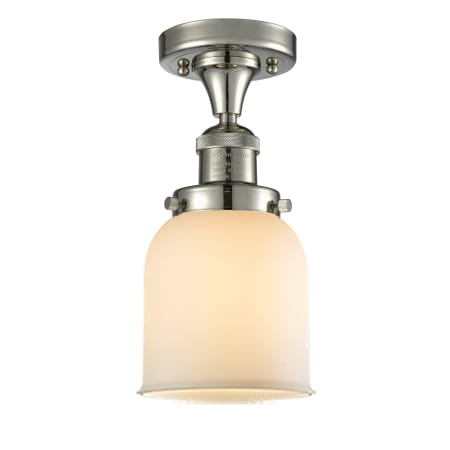 A large image of the Innovations Lighting 517-1CH Small Bell Polished Nickel / Matte White Cased