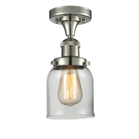 A large image of the Innovations Lighting 517-1CH Small Bell Polished Nickel / Clear