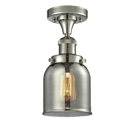 A large image of the Innovations Lighting 517-1CH Small Bell Polished Nickel / Smoked