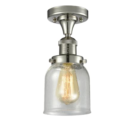 A large image of the Innovations Lighting 517-1CH Small Bell Polished Nickel / Seedy
