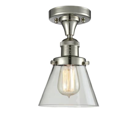 A large image of the Innovations Lighting 517-1CH Small Cone Polished Nickel / Clear