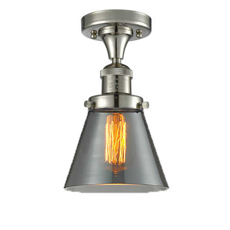 A large image of the Innovations Lighting 517-1CH Small Cone Polished Nickel / Smoked