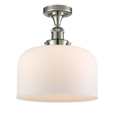 A large image of the Innovations Lighting 517 X-Large Bell Polished Nickel / Matte White