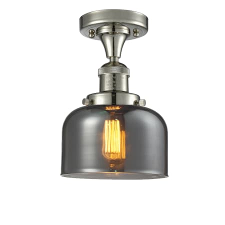 A large image of the Innovations Lighting 517-1CH Large Bell Polished Nickel / Smoked