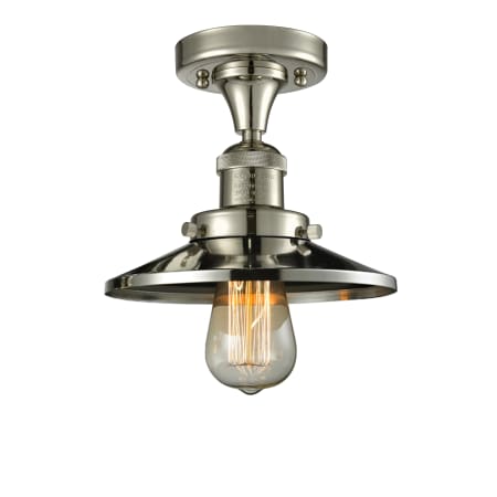 A large image of the Innovations Lighting 517-1CH Railroad Polished Nickel / Metal Shade