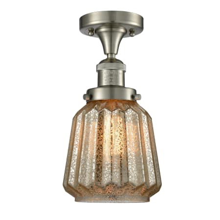 A large image of the Innovations Lighting 517-1CH Chatham Brushed Satin Nickel / Mercury Fluted